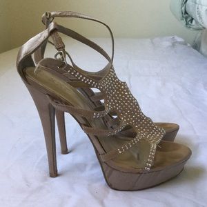 F21 Beaded Nude Heels